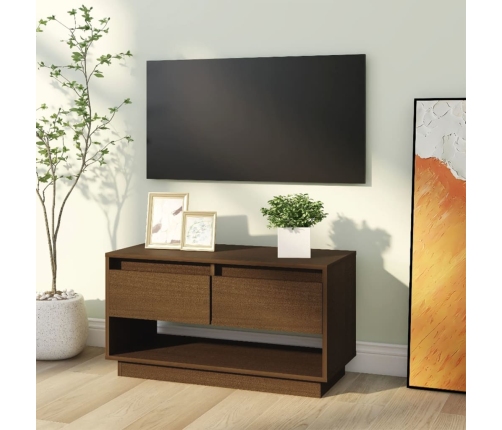 Mueble de TV madera maciza de pino marrón miel 74x34x40 cm