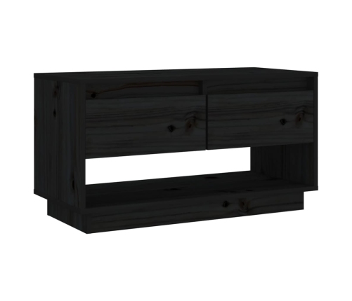 Mueble de TV de madera maciza de pino negro 74x34x40 cm