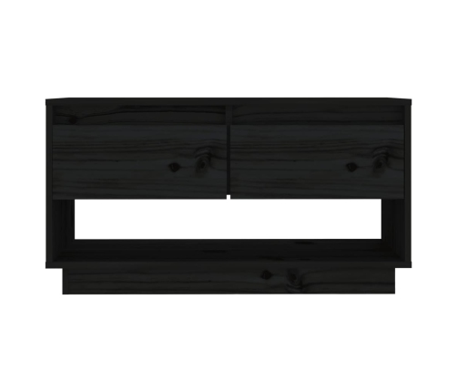 Mueble de TV de madera maciza de pino negro 74x34x40 cm