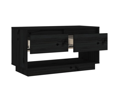 Mueble de TV de madera maciza de pino negro 74x34x40 cm