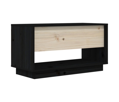 Mueble de TV de madera maciza de pino negro 74x34x40 cm