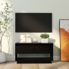 Mueble de TV de madera maciza de pino negro 74x34x40 cm