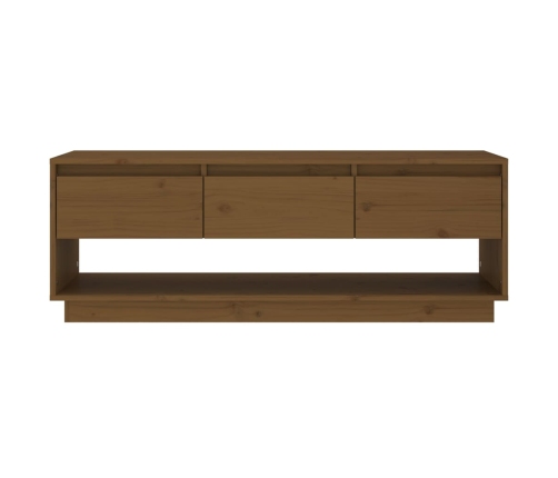 Mueble de TV madera maciza de pino marrón miel 110,5x34x40 cm