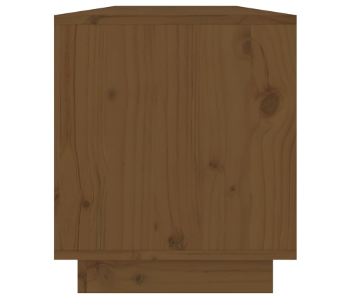 Mueble de TV madera maciza de pino marrón miel 110,5x34x40 cm