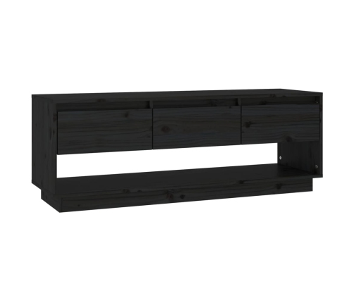 Mueble de TV de madera maciza de pino negro 110,5x34x40 cm