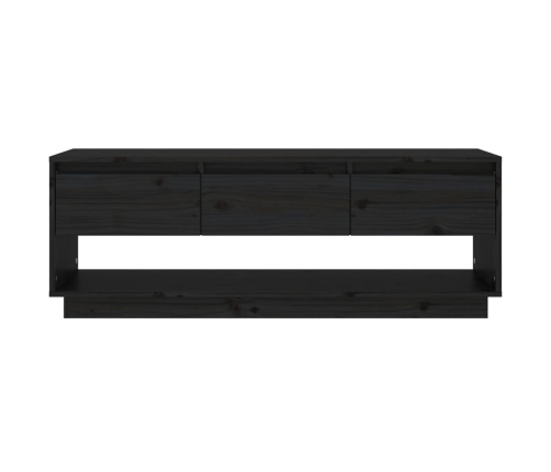 Mueble de TV de madera maciza de pino negro 110,5x34x40 cm