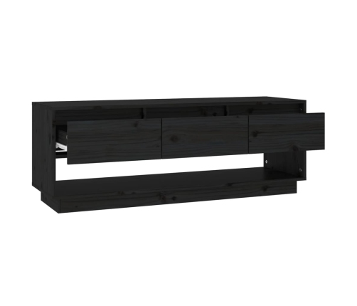 Mueble de TV de madera maciza de pino negro 110,5x34x40 cm