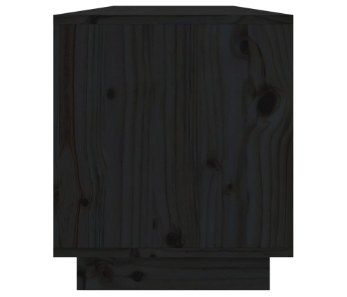 Mueble de TV de madera maciza de pino negro 110,5x34x40 cm