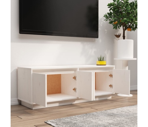 vidaXL Mueble de TV de madera maciza de pino blanco 110x34x40 cm