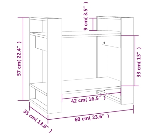 vidaXL Estantería/divisor de espacios madera pino negro 60x35x57 cm