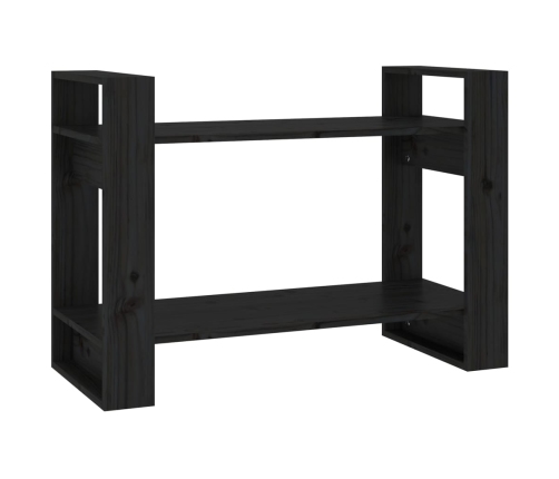 vidaXL Estantería/divisor de espacios madera pino negro 80x35x56,5 cm