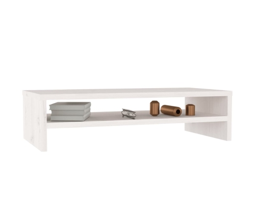 vidaXL Soporte de monitor madera maciza de pino blanco 50x24x13 cm