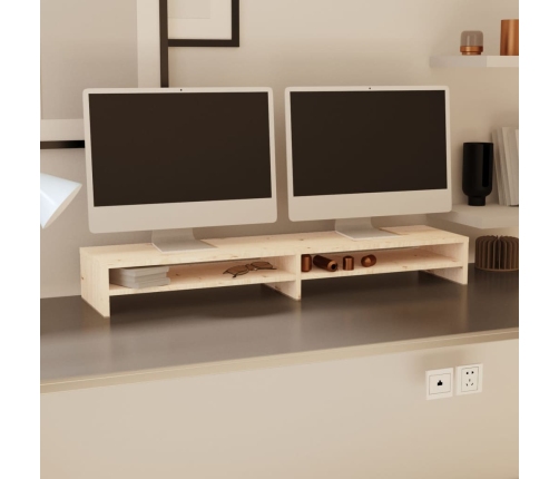 vidaXL Soporte de monitor madera maciza de pino 100x24x13 cm