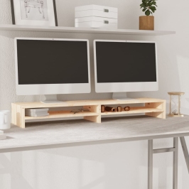 Soporte de monitor madera maciza de pino 100x24x13 cm