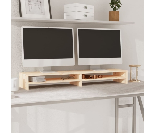 vidaXL Soporte de monitor madera maciza de pino 100x24x13 cm