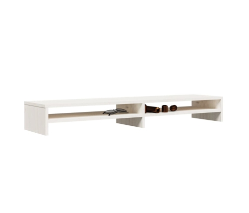 vidaXL Soporte de monitor madera maciza de pino blanco 100x24x13 cm