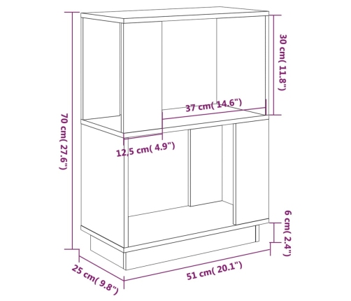 Estantería/divisor de espacios madera maciza pino 51x25x70 cm