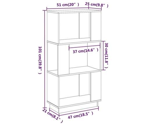 vidaXL Estantería/divisor de espacios madera de pino gris 51x25x101 cm