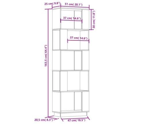 Estantería/divisor de espacios madera maciza pino 51x25x163,5cm