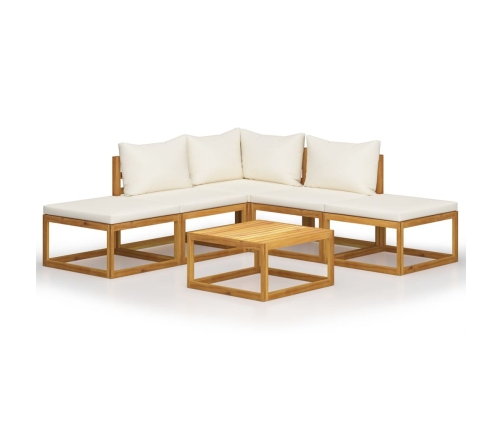 Set muebles de jardín 6 pzas con cojines madera maciza acacia