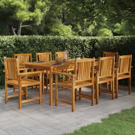 Juego de comedor de jardín 9 piezas madera maciza de acacia