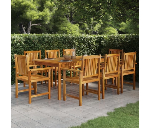 Juego de comedor de jardín 9 piezas madera maciza de acacia