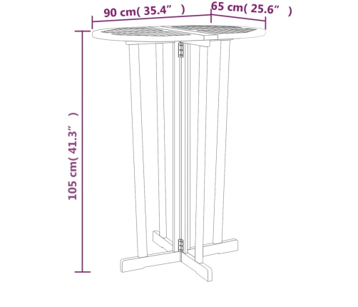 Mesa de bar plegable madera maciza de teca 90x65x105 cm