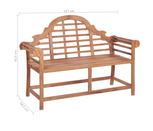 vidaXL Banco de jardín madera maciza de teca 127x58,5x92,5 cm