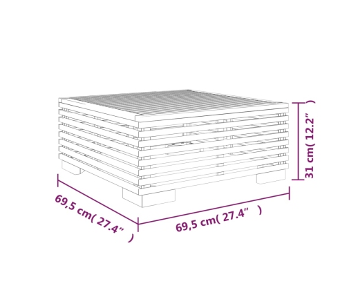 Mesa de centro para jardín madera maciza teca 69,5x69,5x31 cm