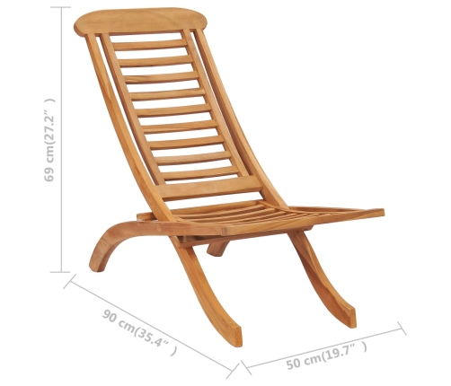 Silla de jardín plegable madera maciza de teca 50x90x69 cm