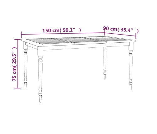 Mesa Batavia madera maciza de teca 150x90x75 cm