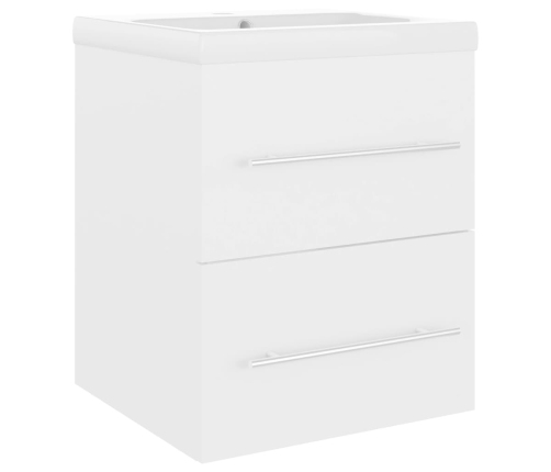 Mueble con lavabo madera contrachapada blanco brillante