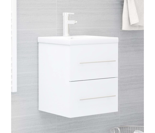 Mueble con lavabo madera contrachapada blanco brillante