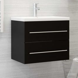 Mueble con lavabo madera de ingeniería negro