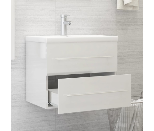 Mueble con lavabo madera de ingeniería blanco brillo