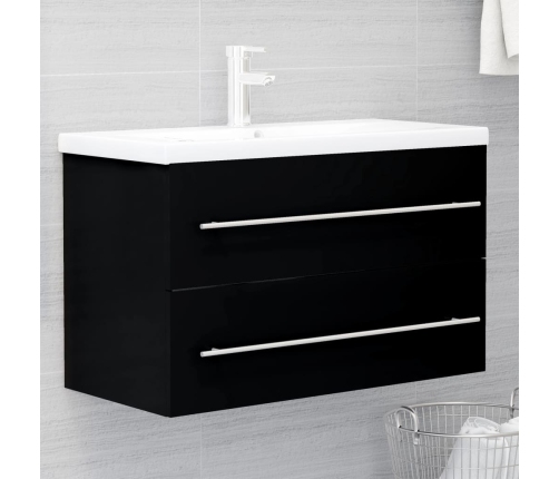 Mueble con lavabo madera de ingeniería negro