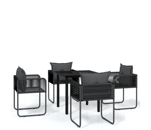 Juego de comedor para jardín 5 piezas negro