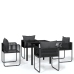 Juego de comedor para jardín 5 piezas negro