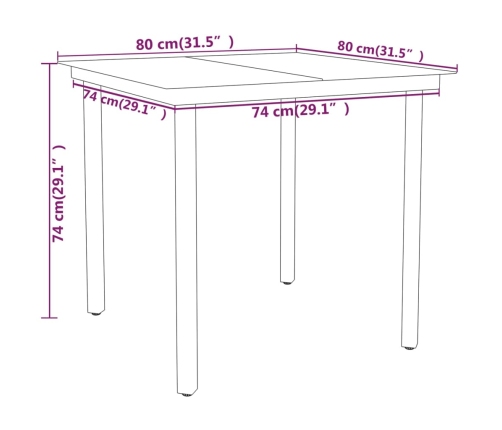 Juego de comedor para jardín 5 piezas negro
