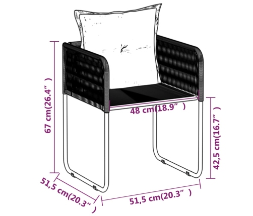 Juego de comedor para jardín 5 piezas negro