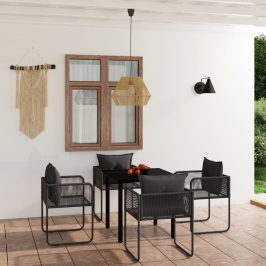 Juego de comedor para jardín 5 piezas negro