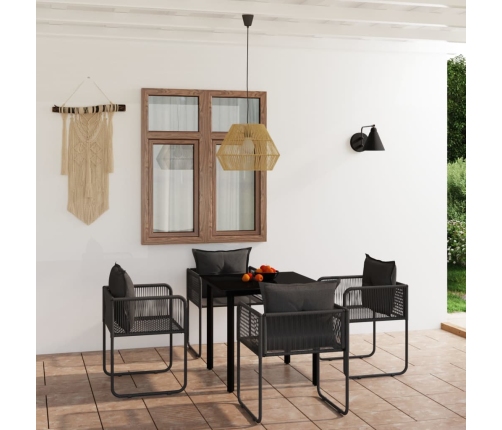 Juego de comedor para jardín 5 piezas negro
