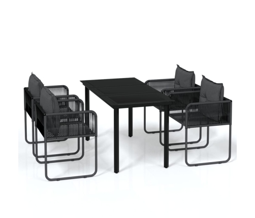 Juego de comedor para jardín 5 piezas negro