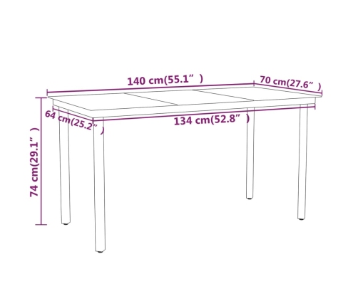 Juego de comedor para jardín 5 piezas negro