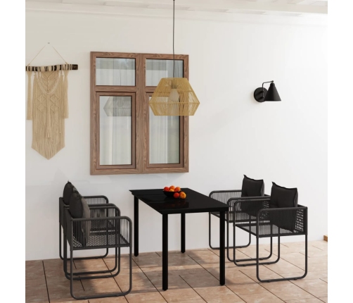 Juego de comedor para jardín 5 piezas negro