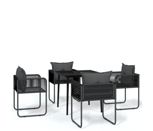 Juego de comedor para jardín 5 piezas negro
