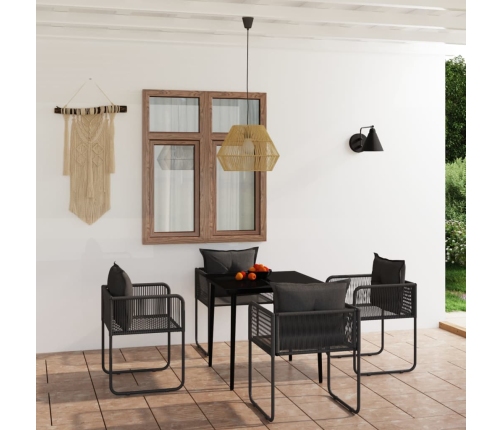 Juego de comedor para jardín 5 piezas negro