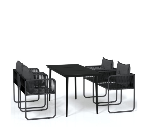 Juego de comedor para jardín 5 piezas negro