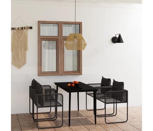 Juego de comedor para jardín 5 piezas negro