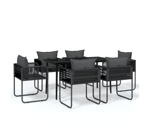 Juego de comedor de jardín 7 piezas negro